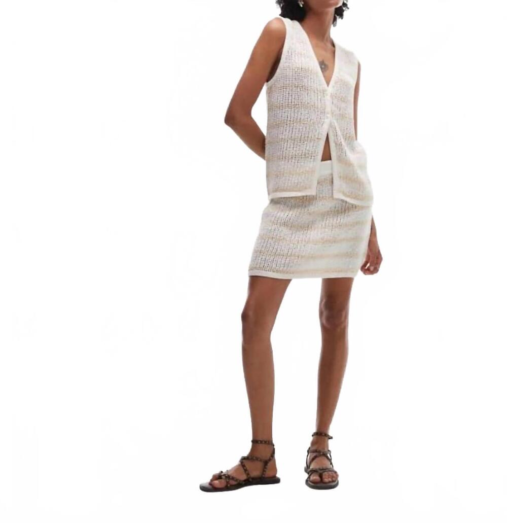 NEW RHYTHM. sol stripe knit mini skirt in white - Picture 2 of 4